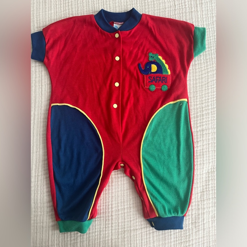 Vintage made in USA baby safari romper